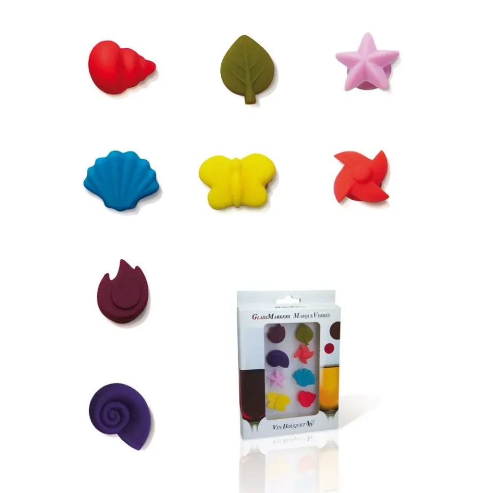 Vin Bouquet FIA 010 segnabicchieri in silicone a ventosa set 8