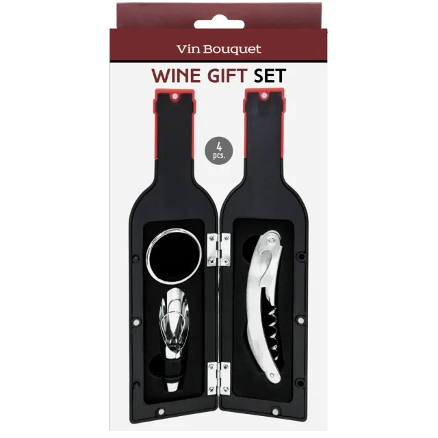 VinBouquet Set Vino in Astuccio Bottiglia 4 Pezzi