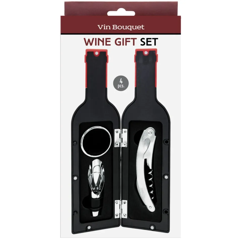 VinBouquet Set Vino in Astuccio Bottiglia 4 Pezzi