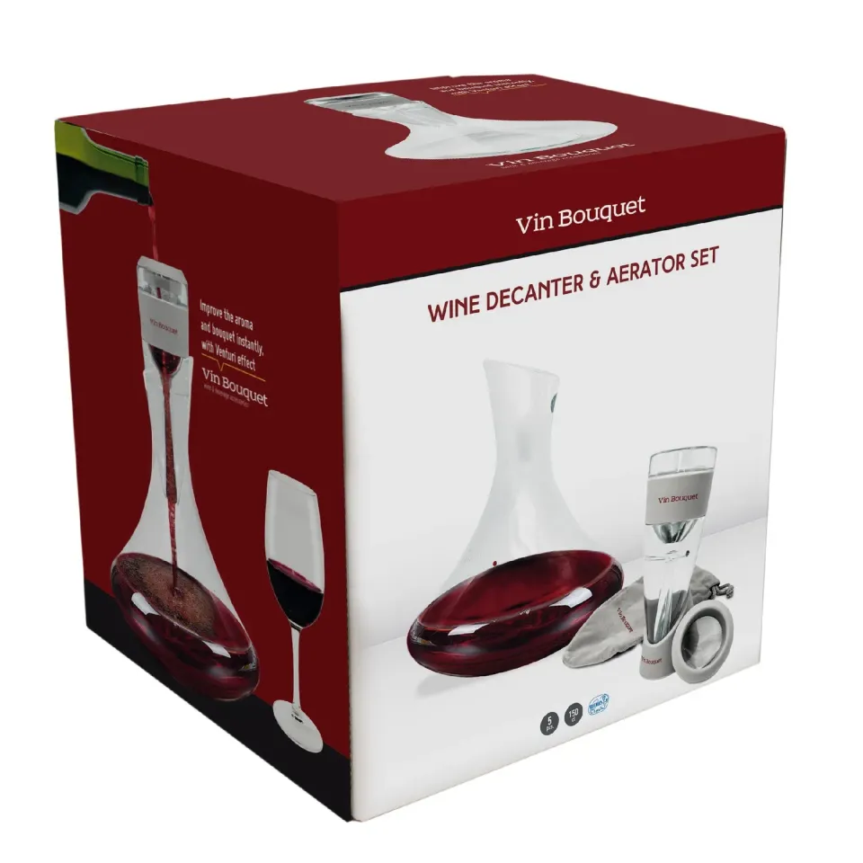 VinBouquet Set Boheme Decanter 5L Aeratore Scatola Regalo Vetro