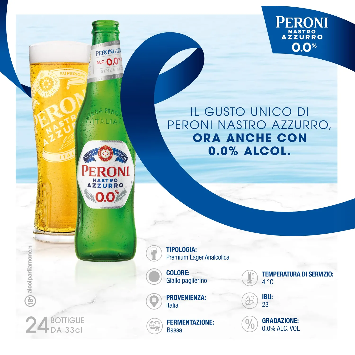 Peroni Nastro Azzurro 0.0 Birra Analcolica Secca