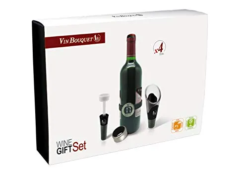 Vin Bouquet set vino 4 pezzi nero con tappo sottovuoto