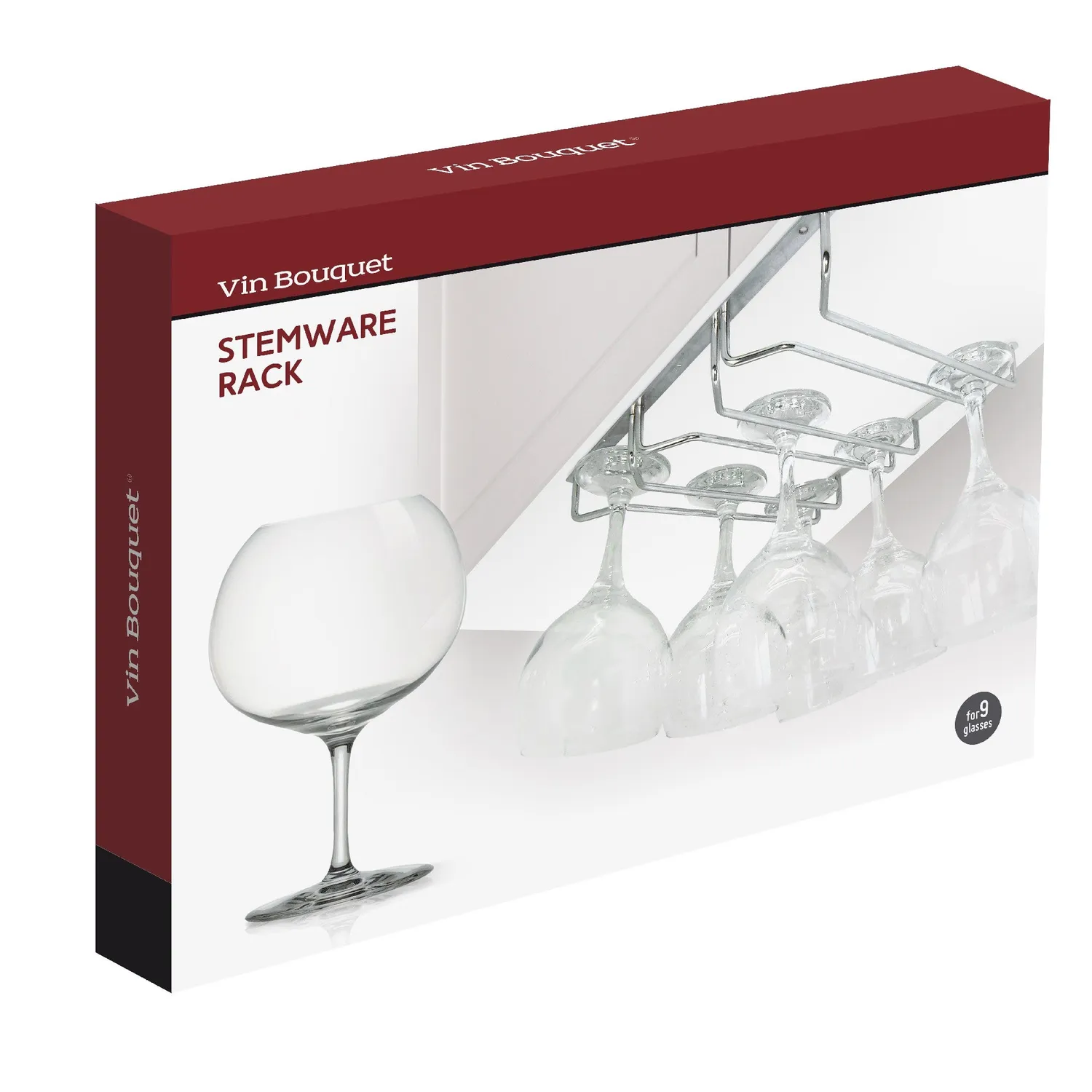 VinBouquet Portacalici argentato in acciaio inox per 9 calici