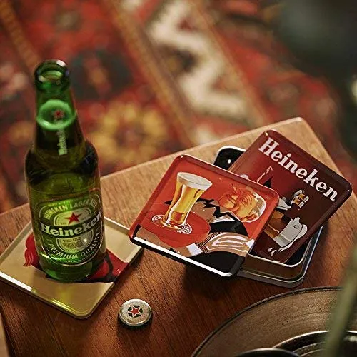 HEINEKEN BLADE set 4 sottobicchieri assortiti retrò in latta