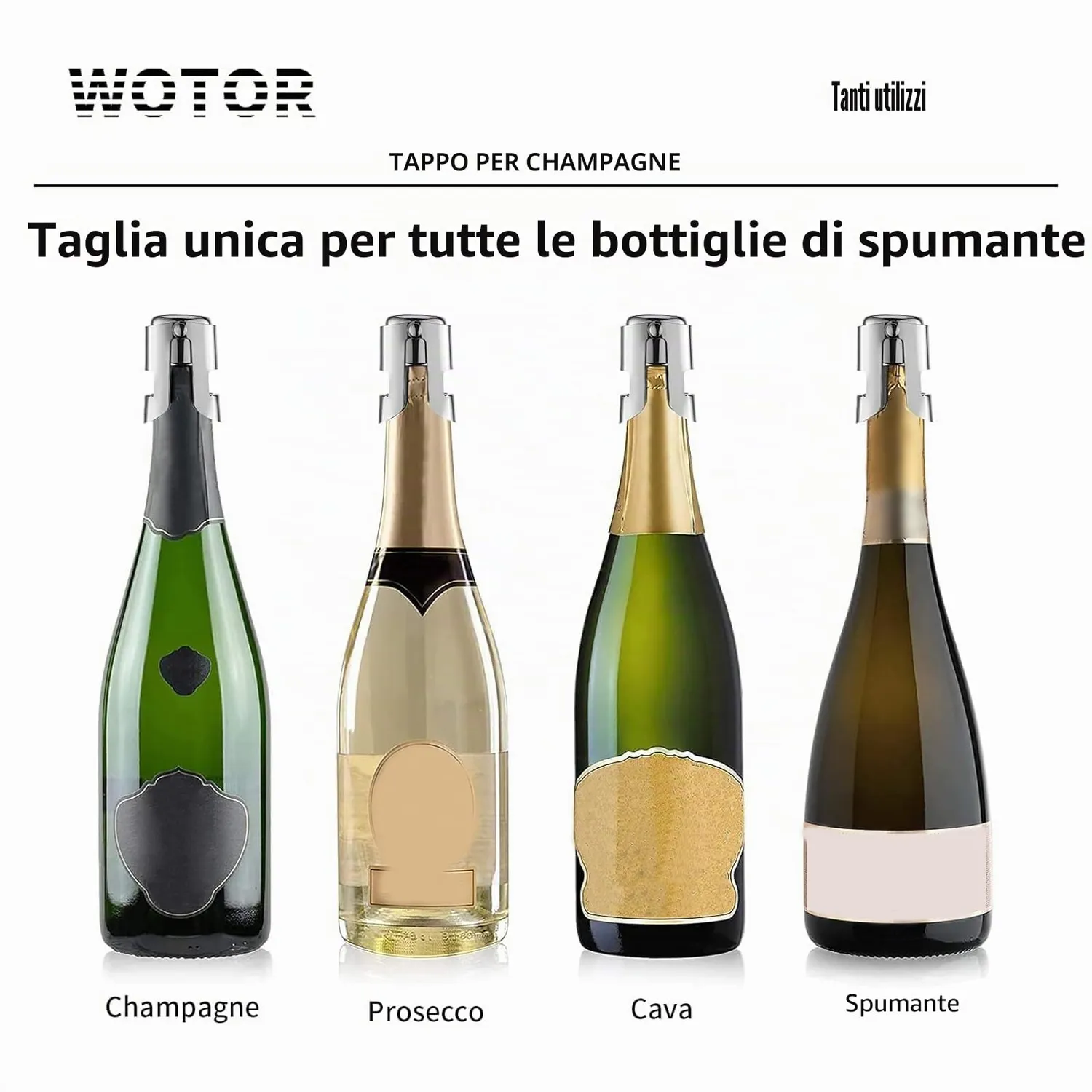 WOTOR Tappo per Spumante Acciaio Inox Ermetico