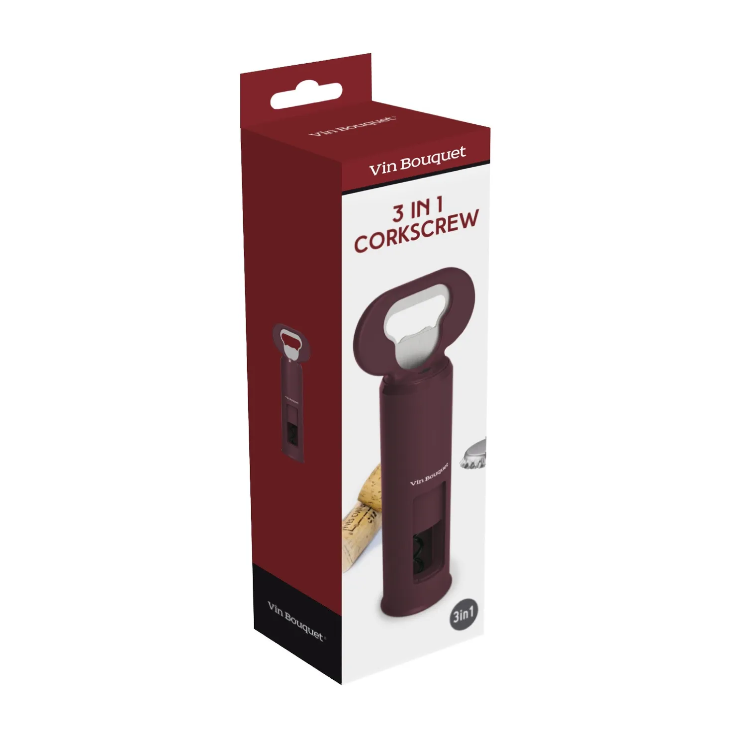 VinBouquet Apribottiglie 3 in 1 cavatappi e apribottiglie