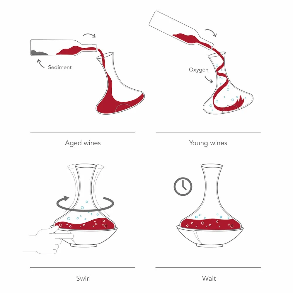 Vacuvin Swirling Decanter Vino in Cristallo con Sughero
