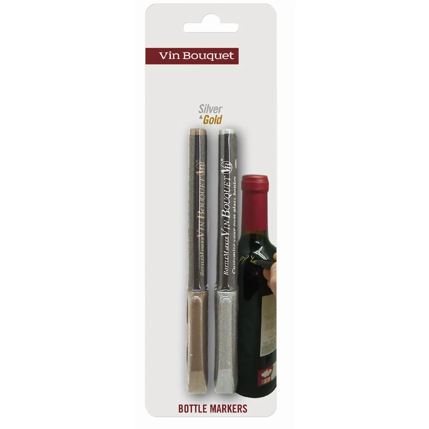 VinBouquet set pennarelli bottiglie vetro oro e argento