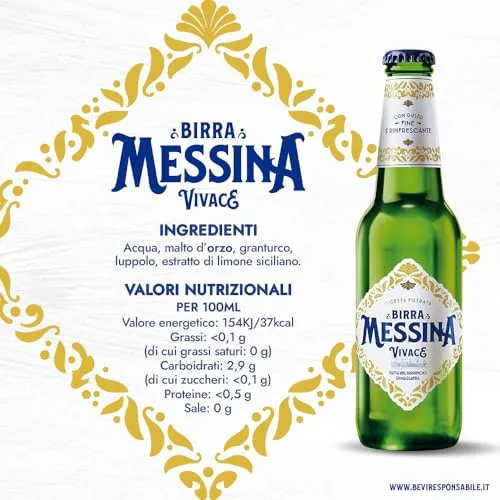 Messina Vivace birra lager 24 bottiglie 33cl agrumata 4,5%