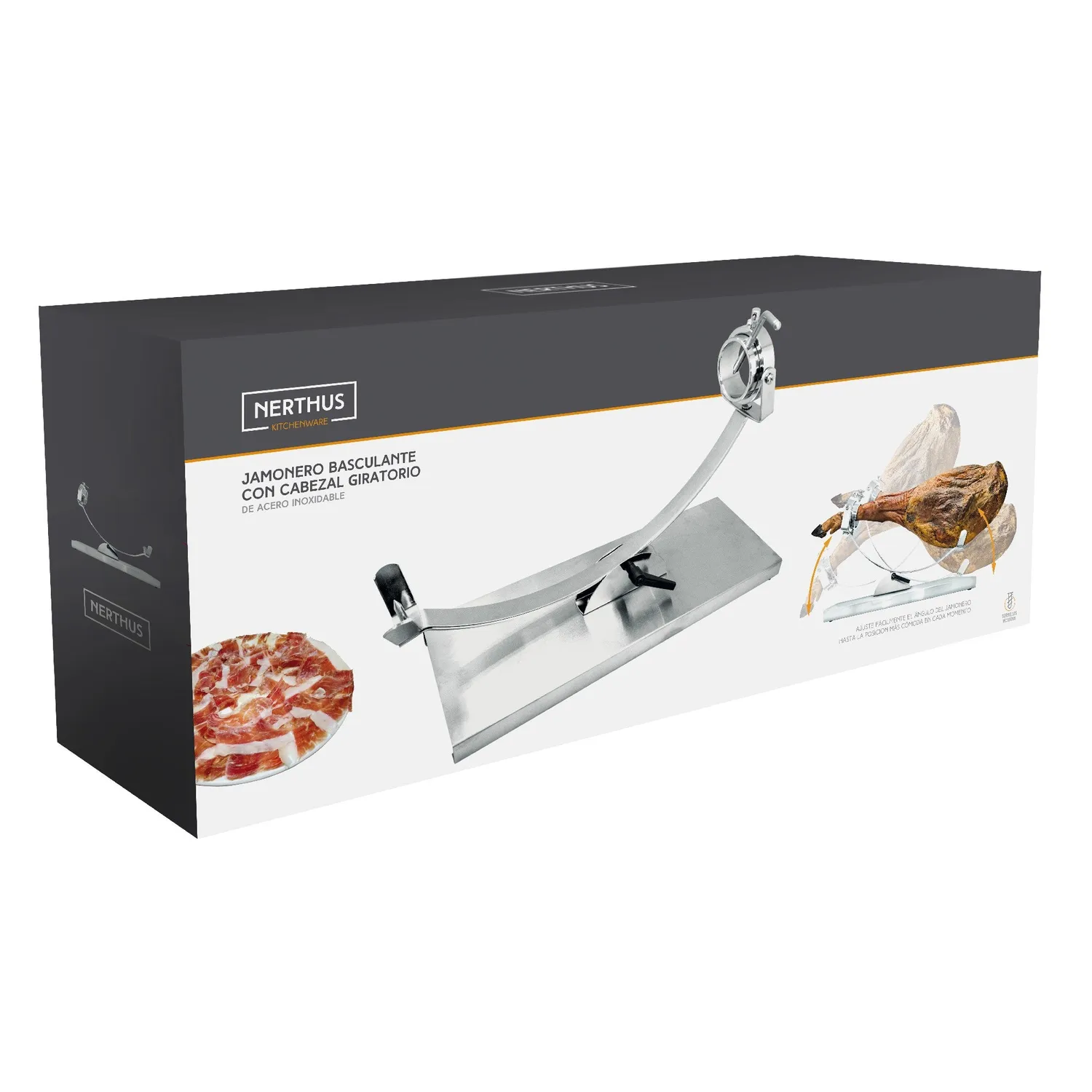 VinBouquet supporto per prosciutto in acciaio inox basculante