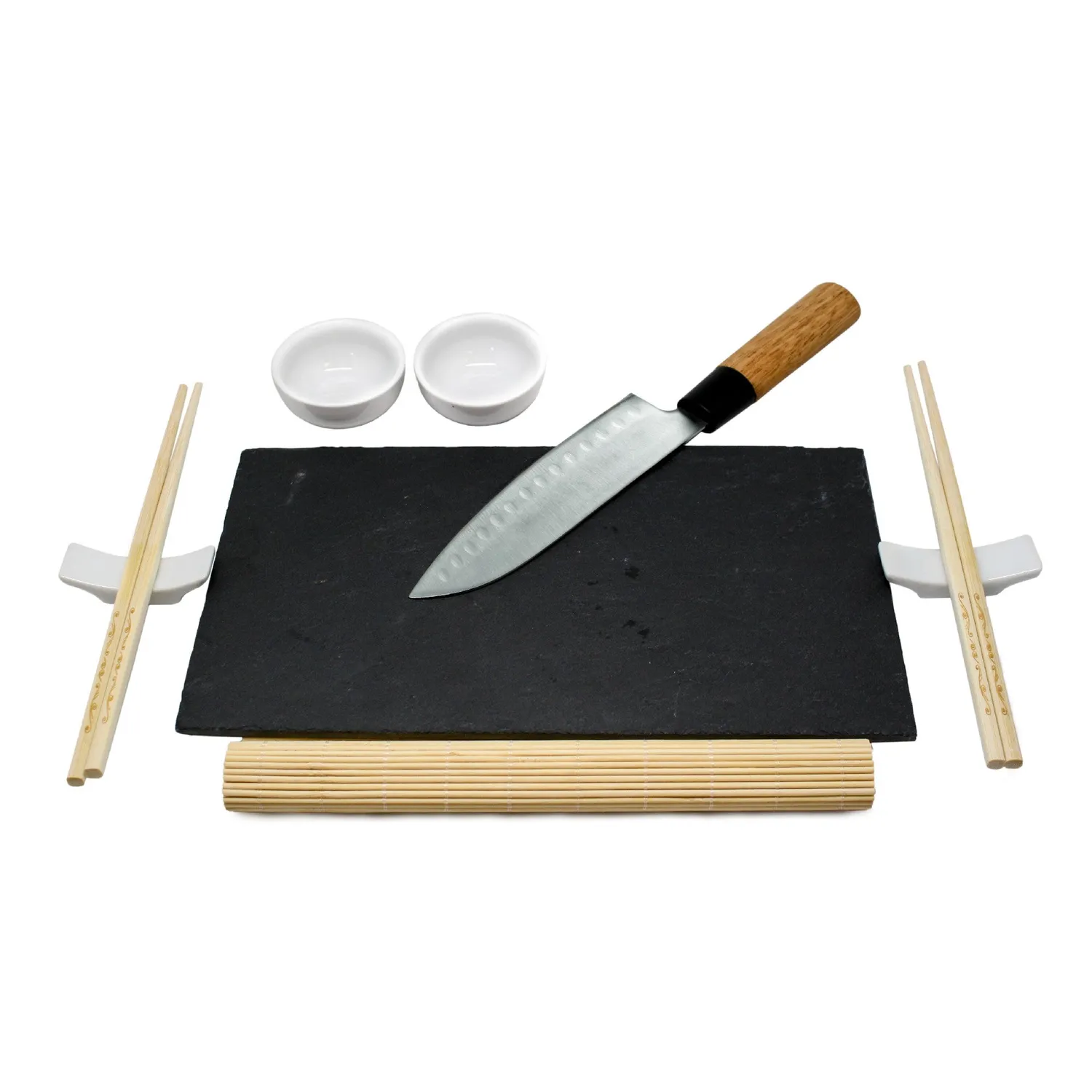 VinBouquet set per sushi con coltello, ardesia e accessori