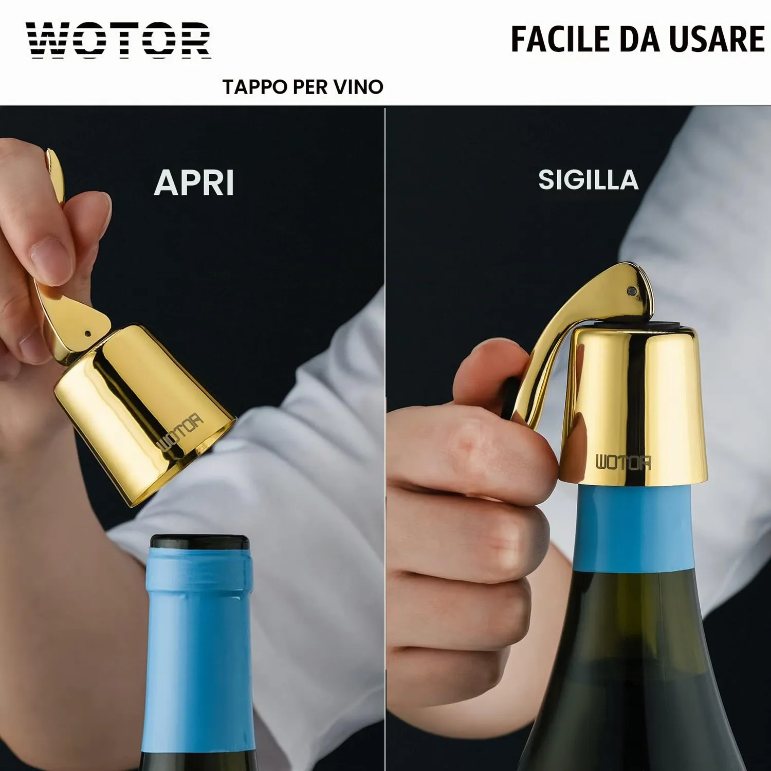 WOTOR tappo vino acciaio inox riutilizzabile