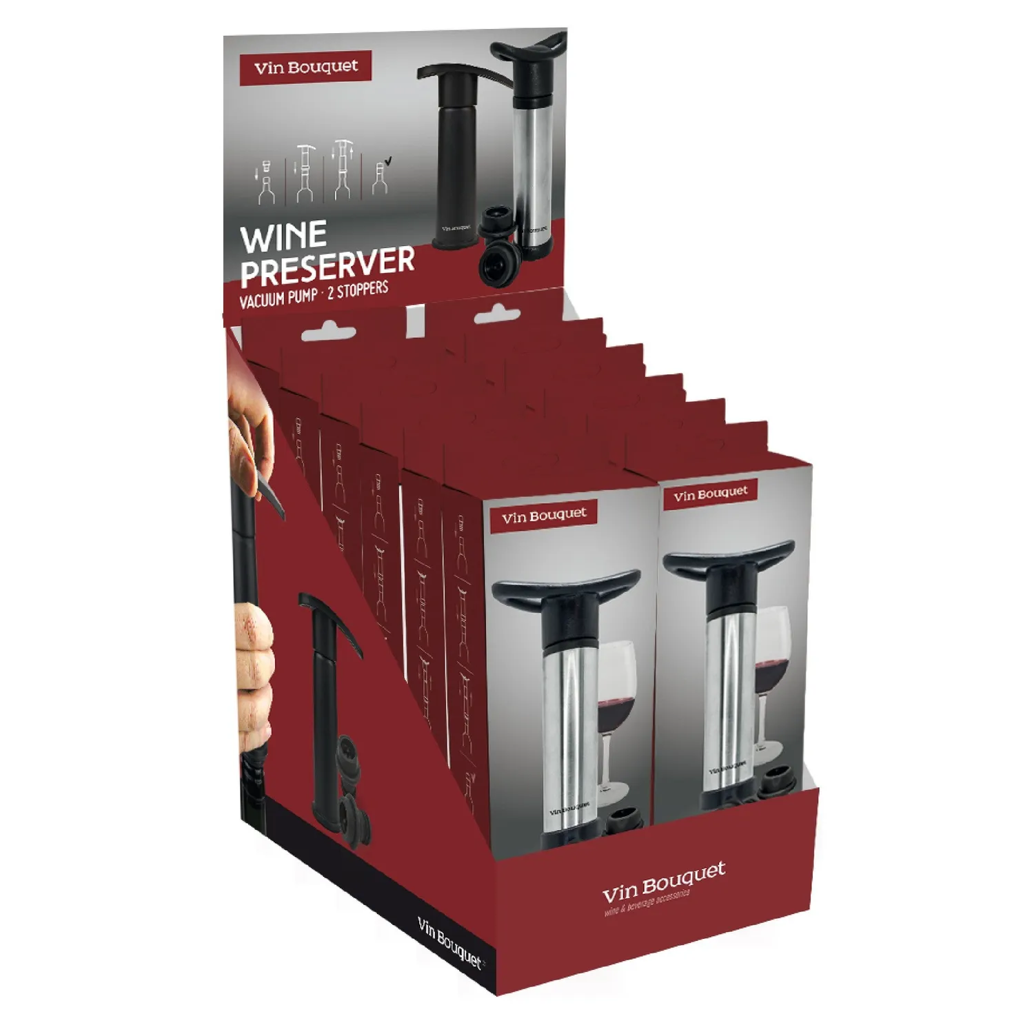 VinBouquet Pompa Vuoto Vino Manuale con 2 Tappi