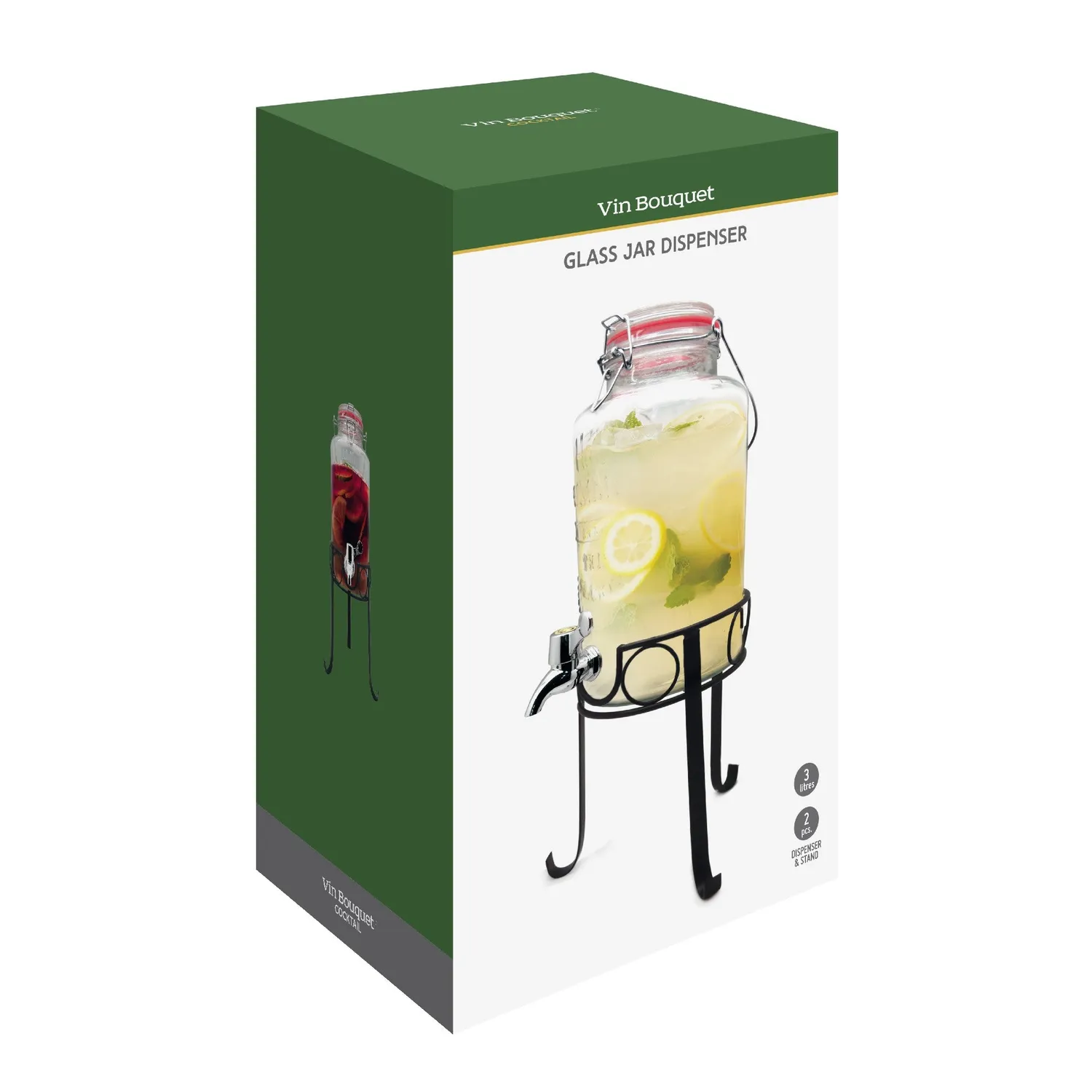 VinBouquet Distributore Bevande 3,5 L con Piedistallo e Rubinetto