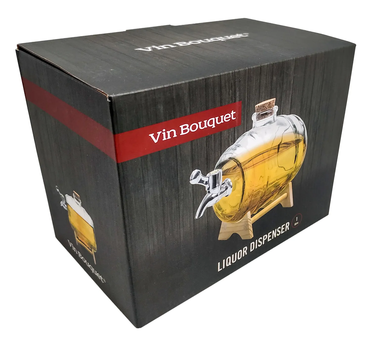 VinBouquet Barile Dosatore Liquore Vetro 1 Litro con Rubinetto