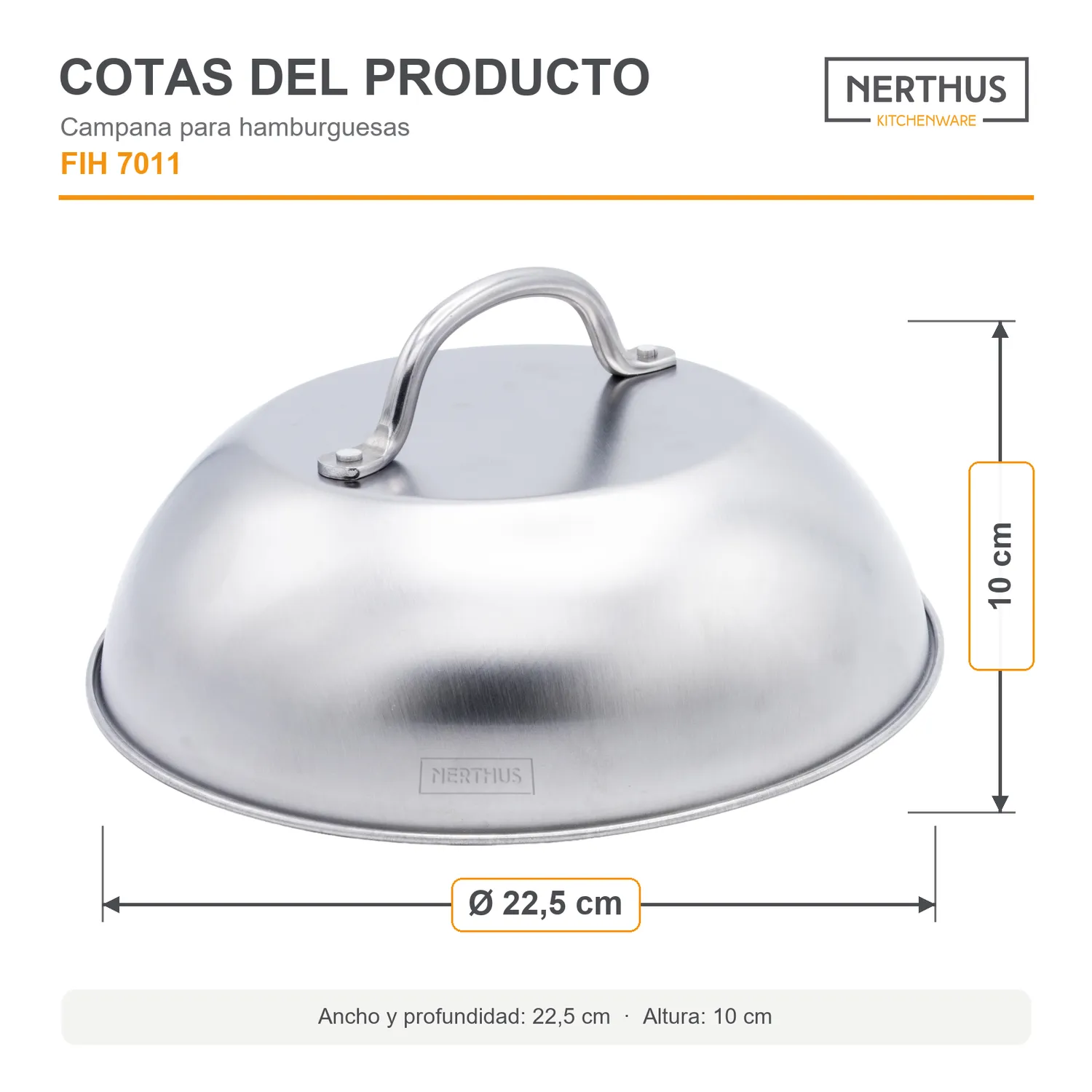VinBouquet Nerthus campana hamburger acciaio inox 23 cm