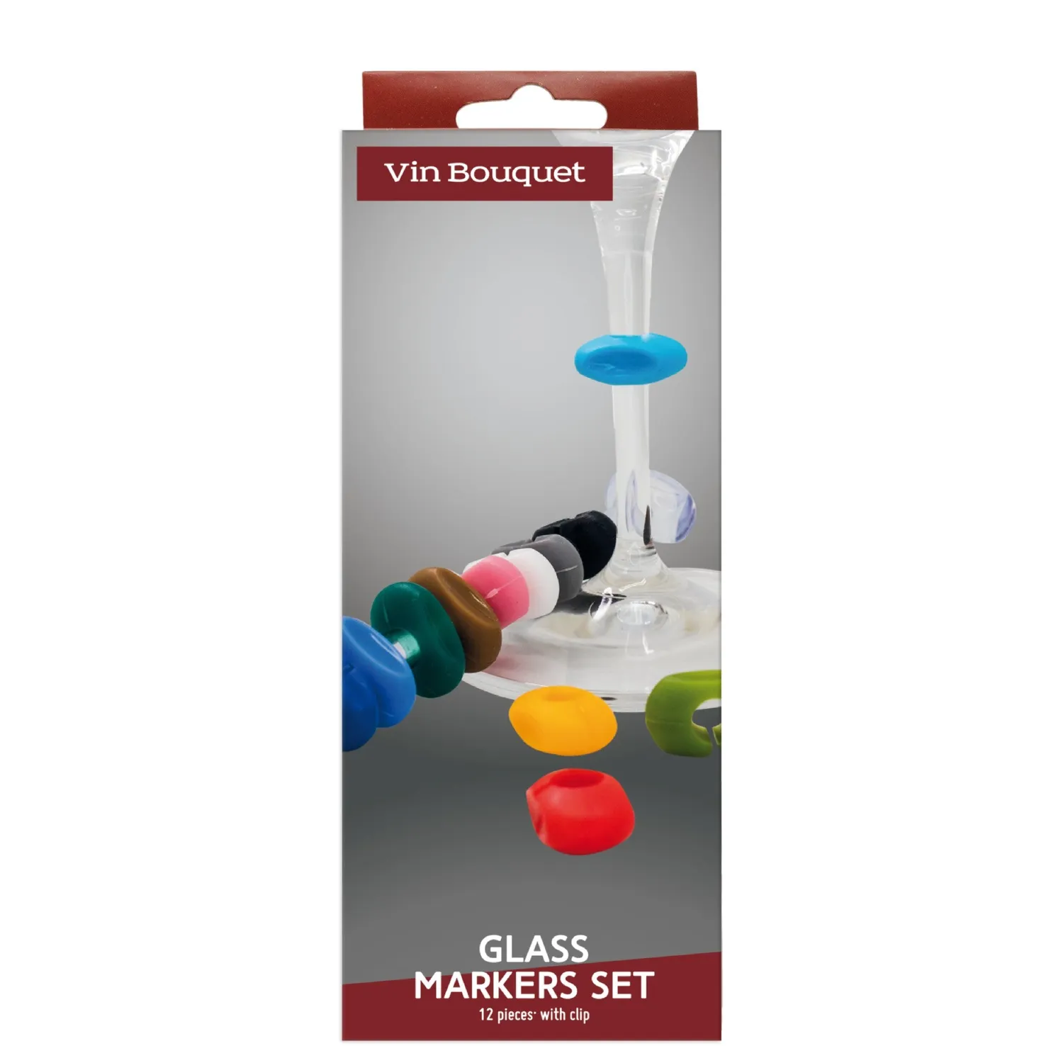 VinBouquet Set di 12 segnabicchieri in silicone multicolore