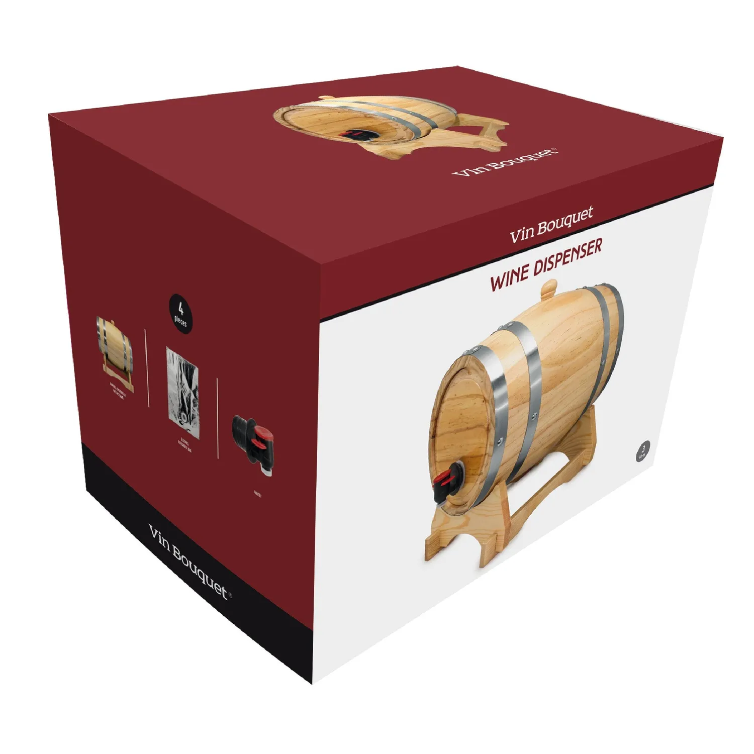 VinBouquet Fusto Distributore Vino Legno 3 Litri