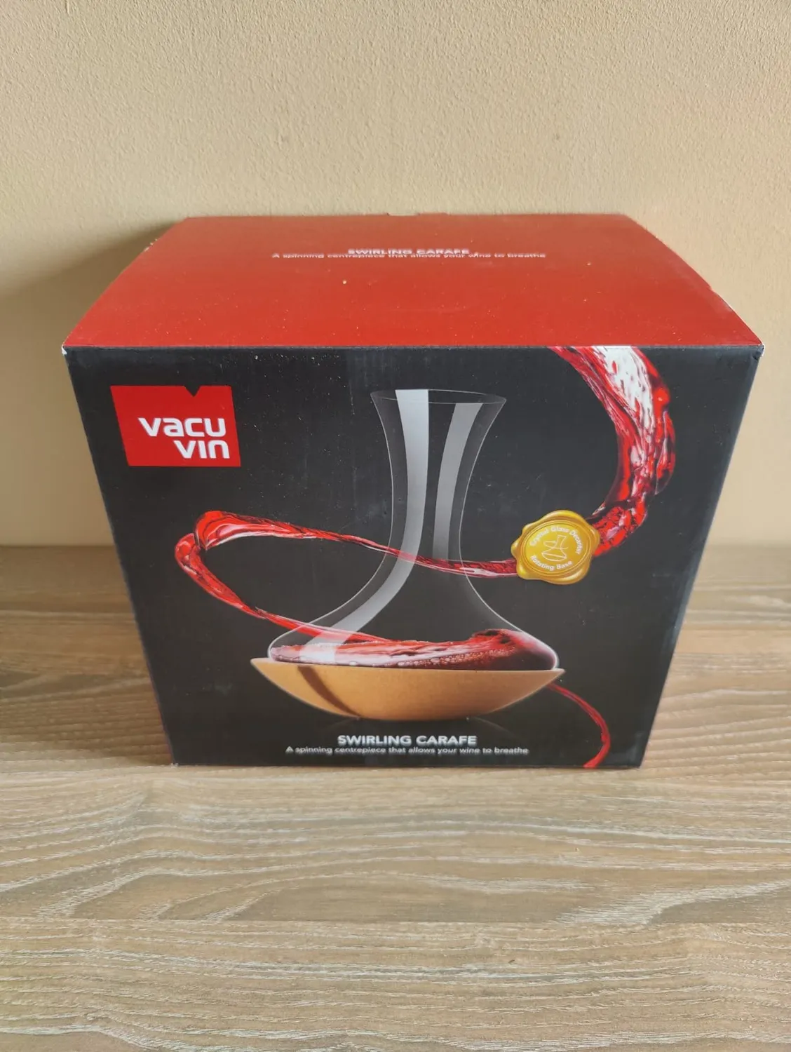 Vacuvin Decanter Vino Girevole Cristallo e Sughero