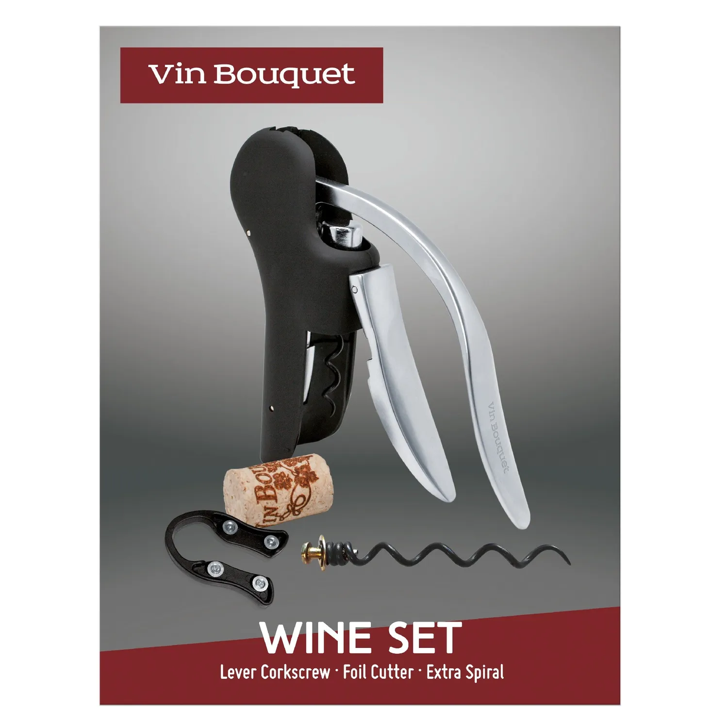 VinBouquet Set di Apribottiglie a Leva cavatappi con tagliacapsule