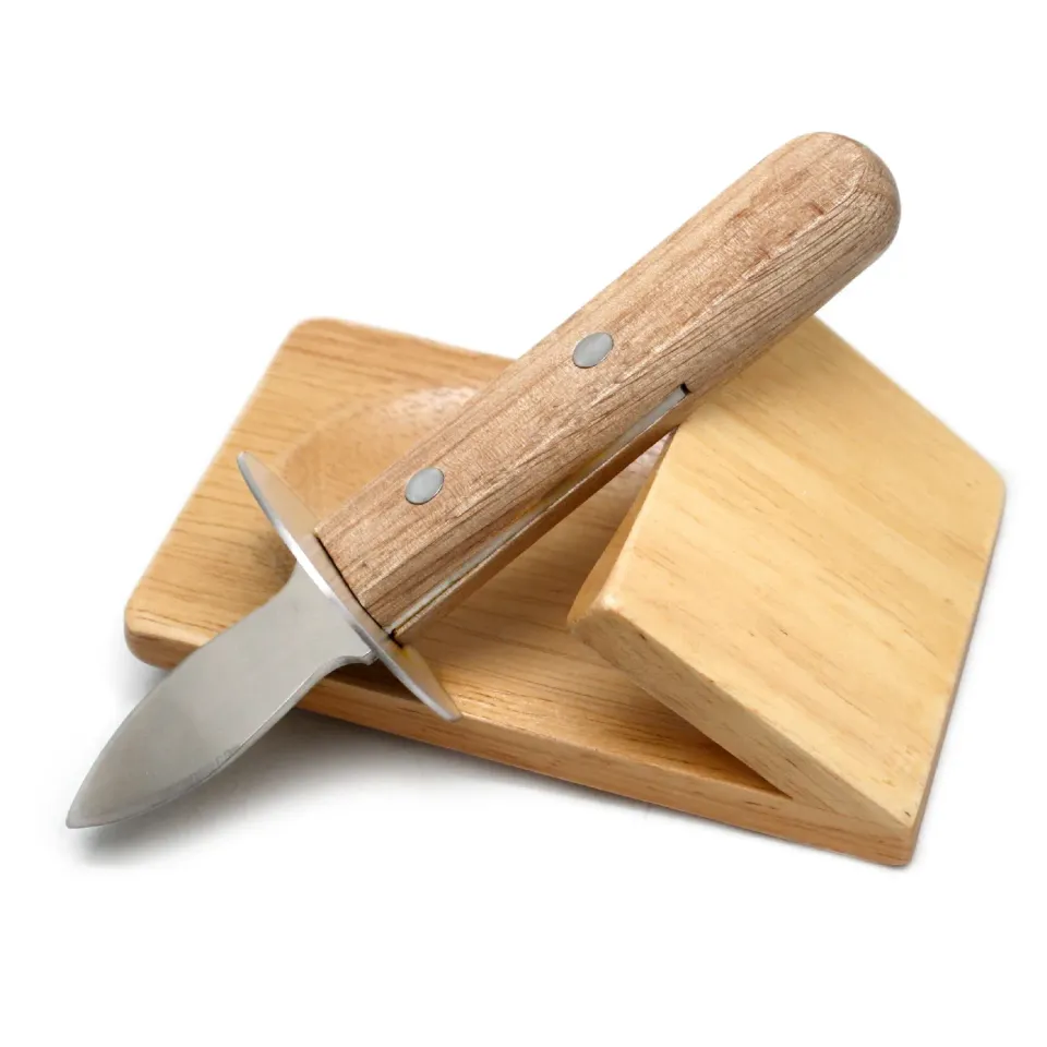 VinBouquet Coltello Ostriche Base Legno Antiscivolo