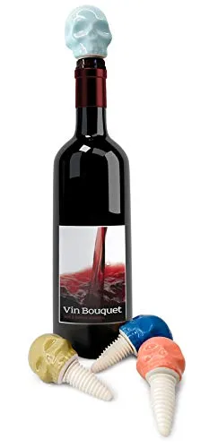 Vin Bouquet FIT 437 Tappo Bottiglia Teschio Ceramica 4 pz