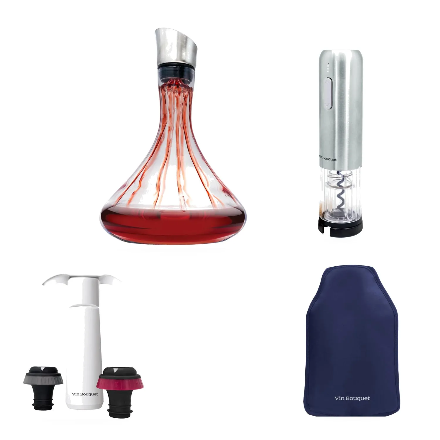 VinBouquet Set Essenziale Vino Decanter 4 Pezzi