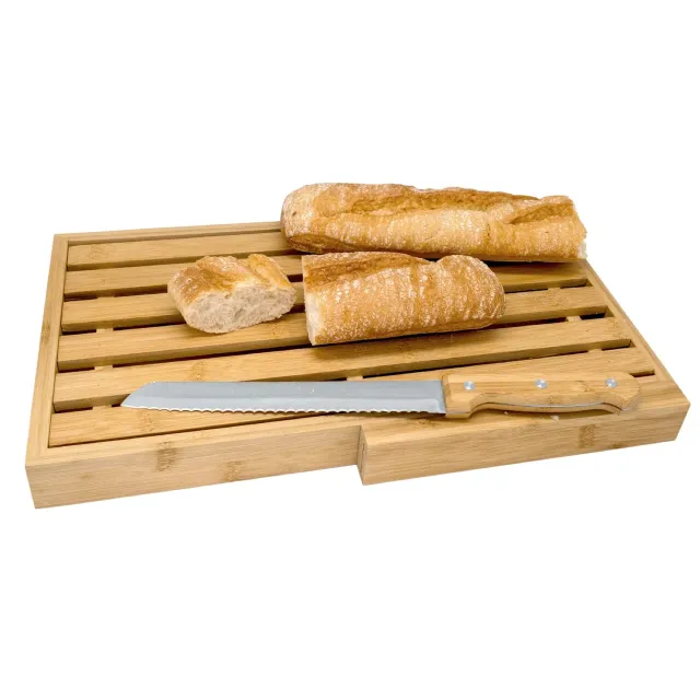 VinBouquet Tagliere Bambù con Coltello 40x23,5 cm