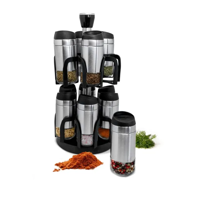 VinBouquet Portaspezie Girevole 12 Barattoli Acciaio Inox
