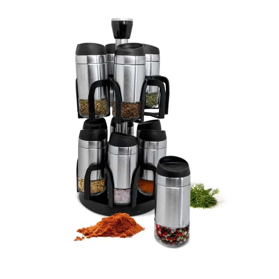 VinBouquet Portaspezie Girevole 12 Barattoli Acciaio Inox