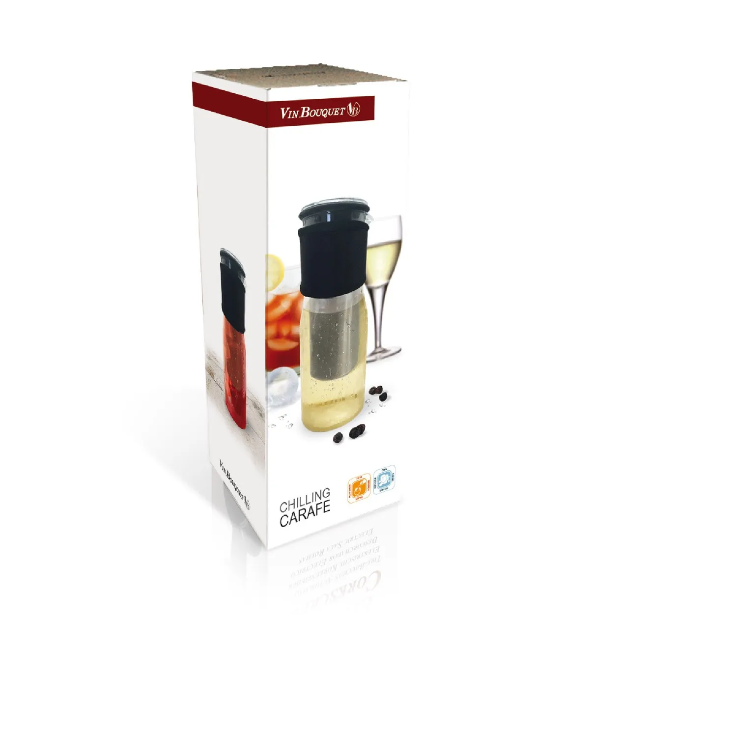 VinBouquet caraffa refrigerante in vetro 750 ml con filtro per ghiaccio