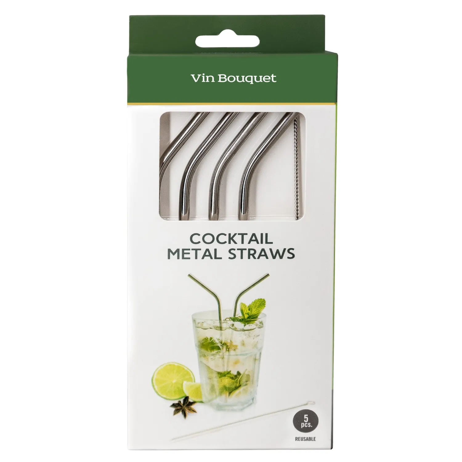 VinBouquet Cannucce Cocktail in Metallo 4 Pezzi
