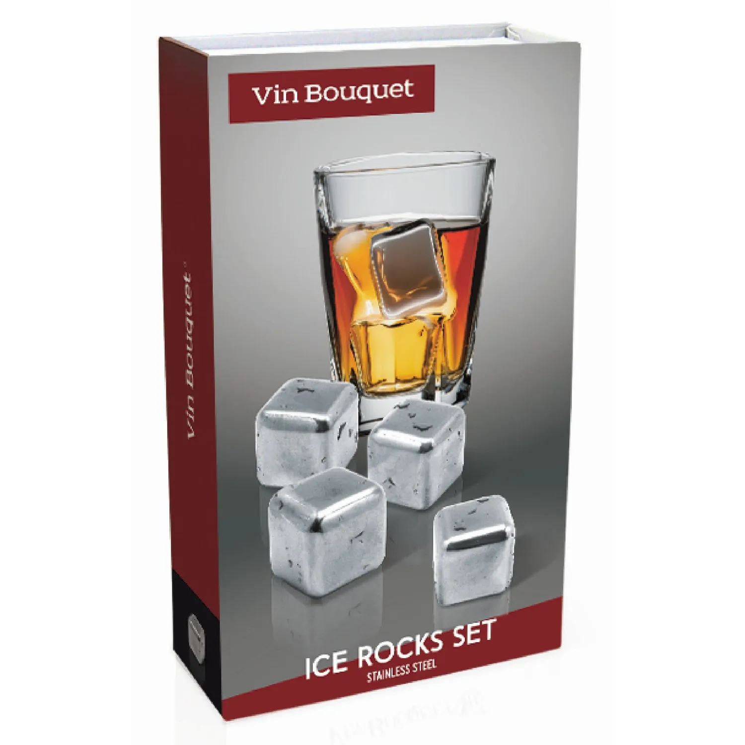 VinBouquet Cubetti Refrigeranti Acciaio Inox 4 Pezzi