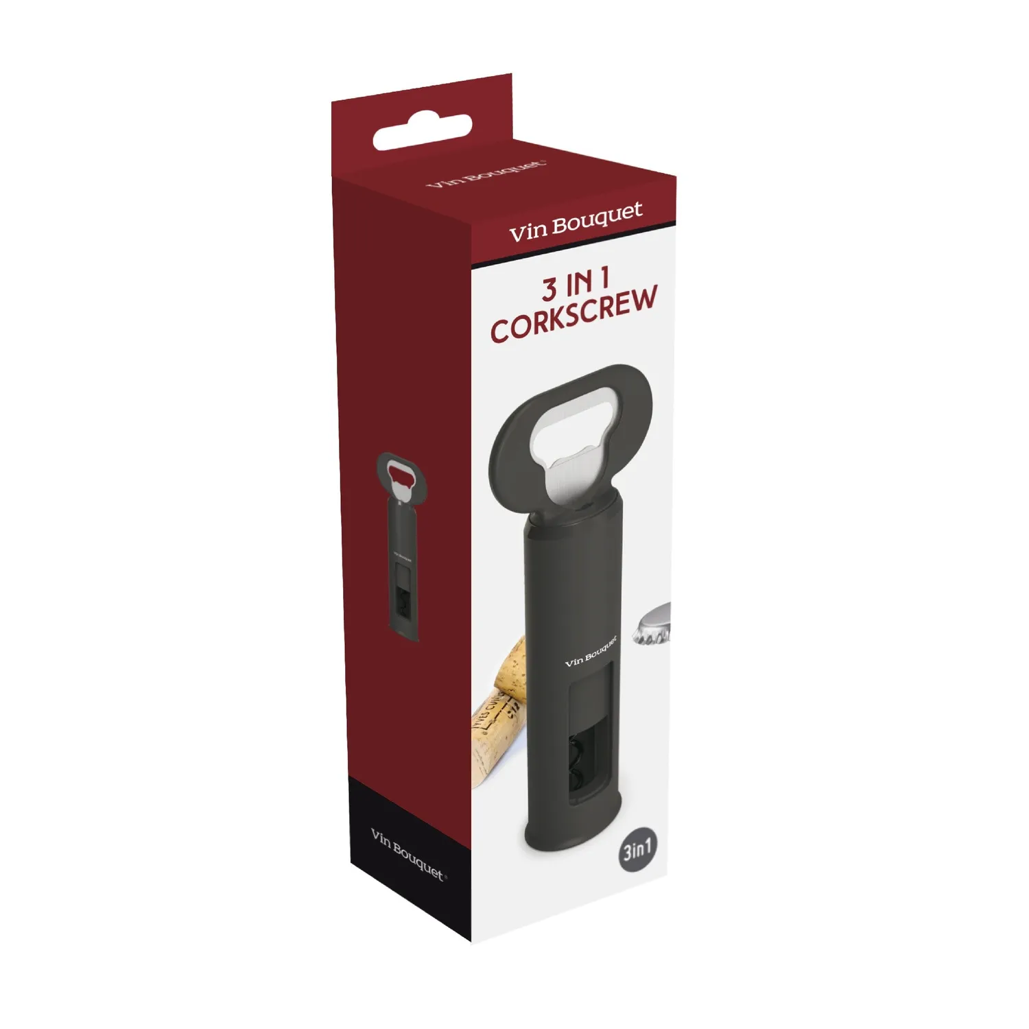 VinBouquet Apribottiglie 3 in 1 cavatappi e apribottiglie