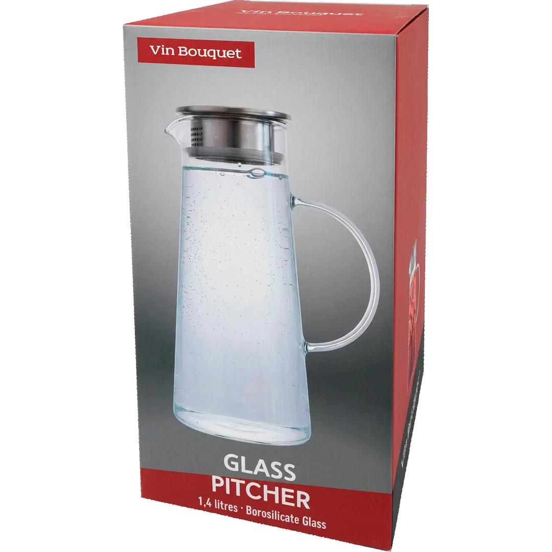 VinBouquet Brocca in vetro con manico e coperchio 1,4 L