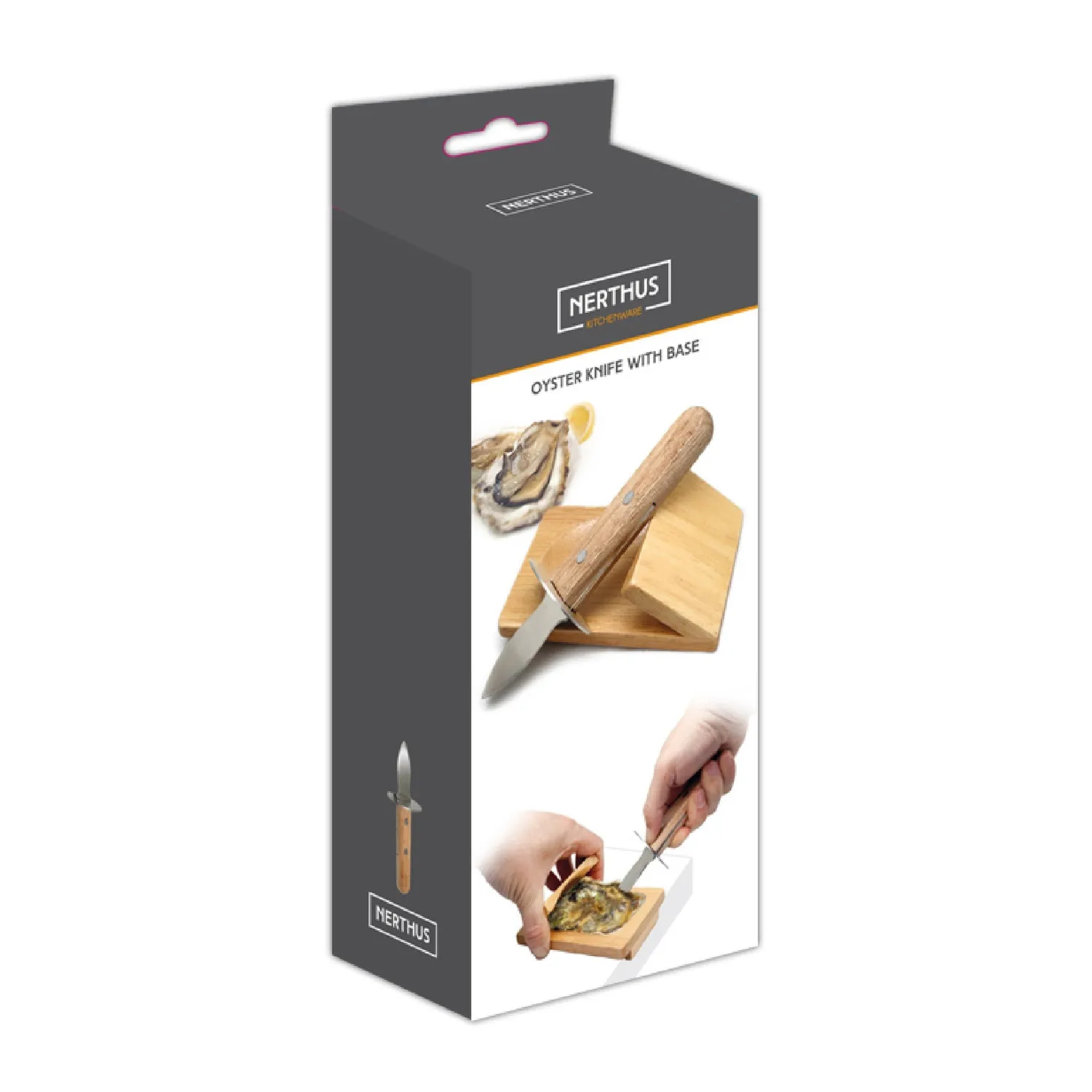 VinBouquet Coltello Ostriche Base Legno Antiscivolo
