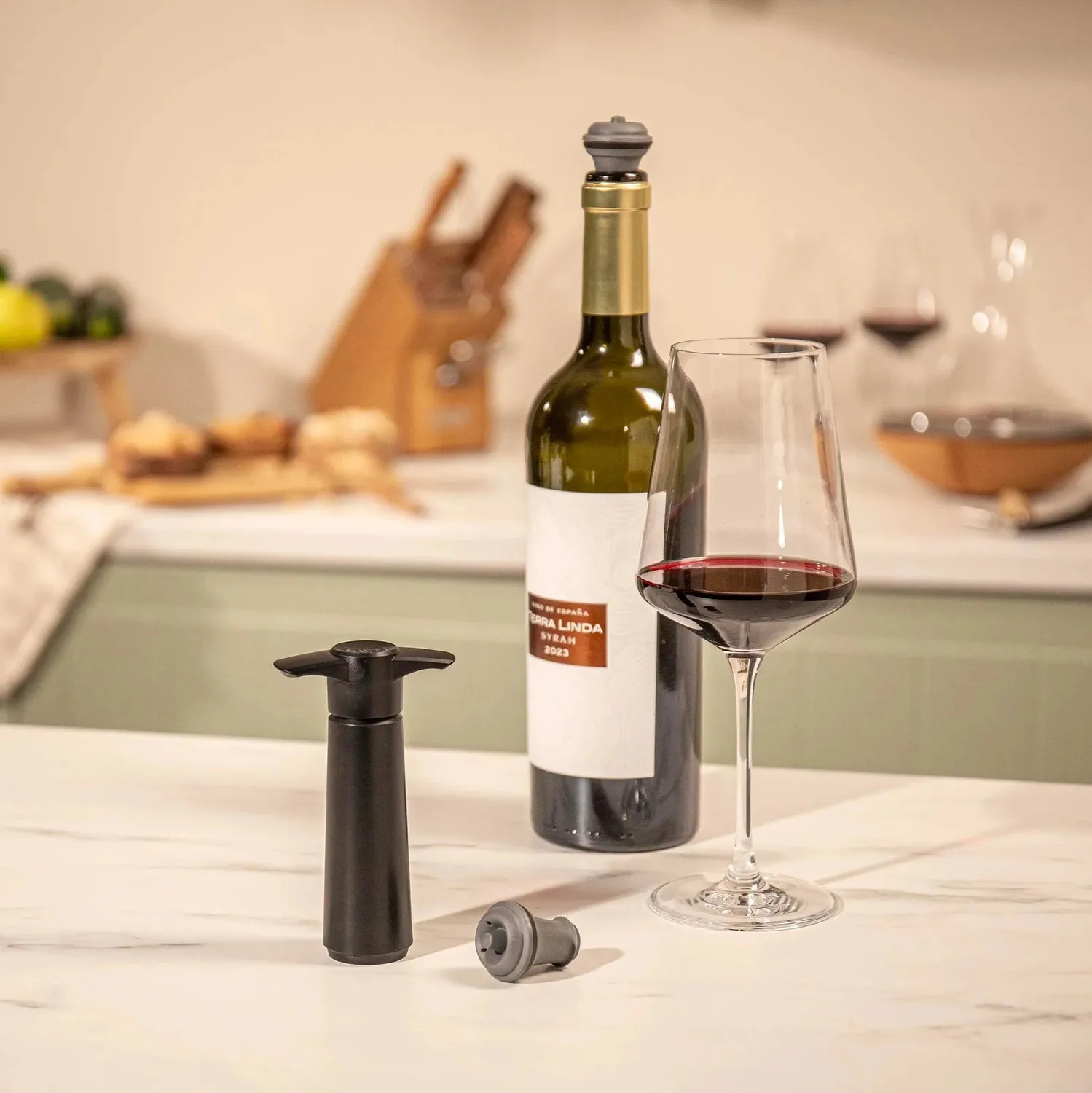 Vacuvin Original pompa vino sottovuoto nera 2 tappi