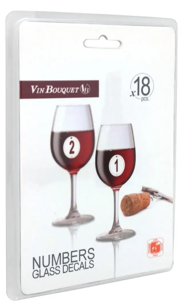Vin Bouquet FIA 134 adesivi segnabicchieri riutilizzabili, 18 pezzi