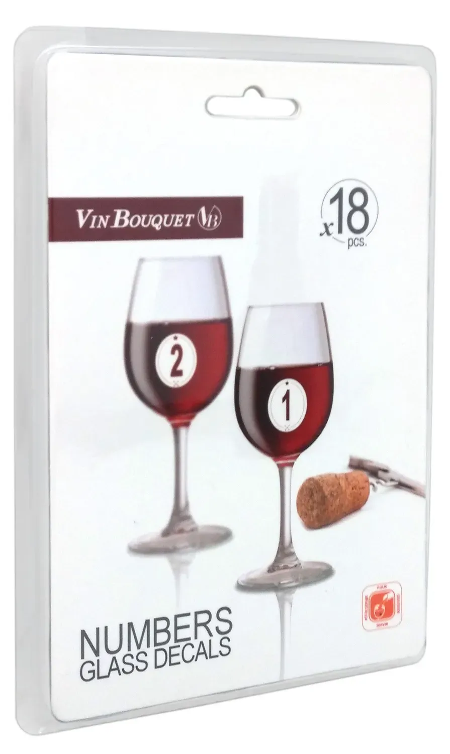 Vin Bouquet FIA 134 adesivi segnabicchieri riutilizzabili, 18 pezzi