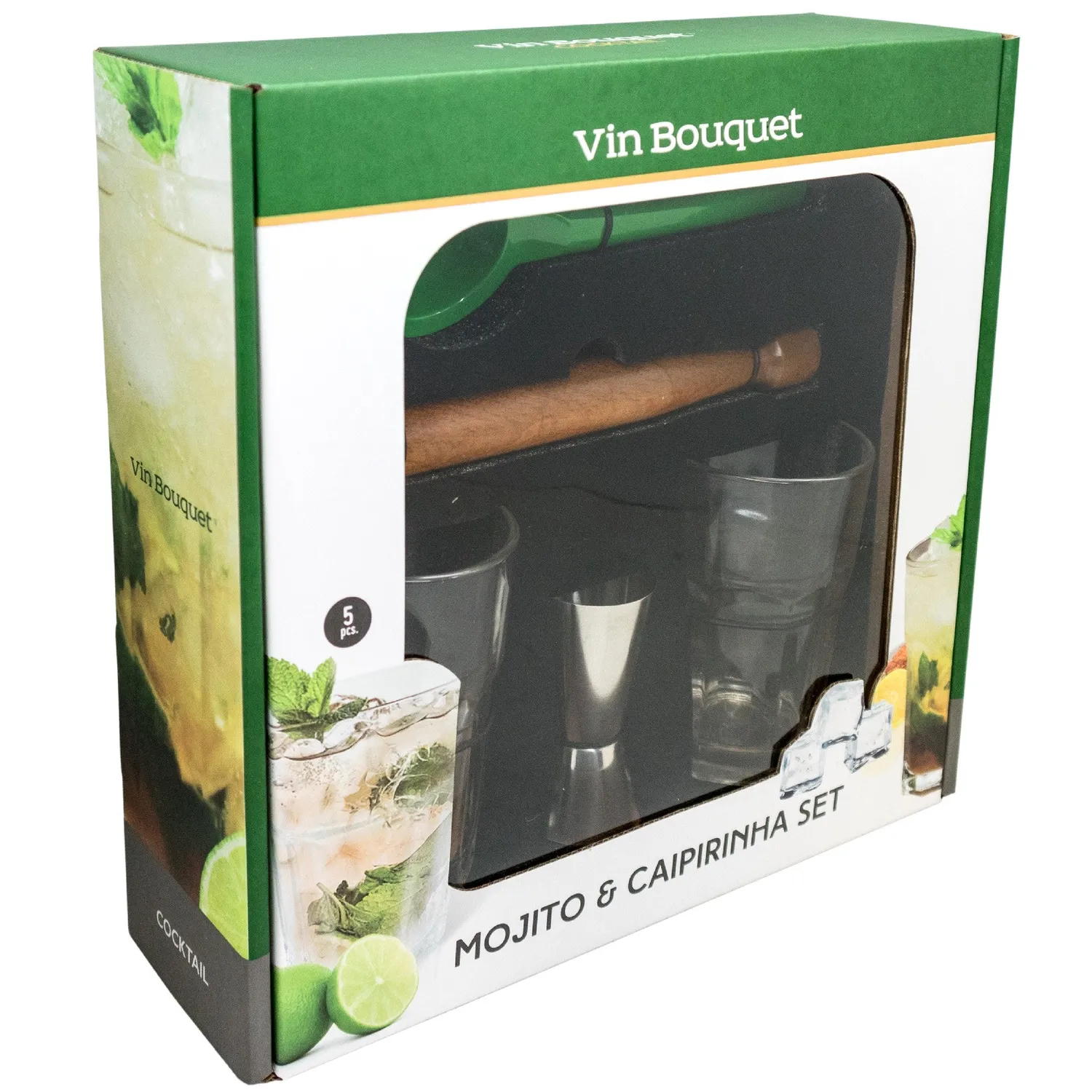 VinBouquet Set mojito e caipirinha con bicchieri e accessori