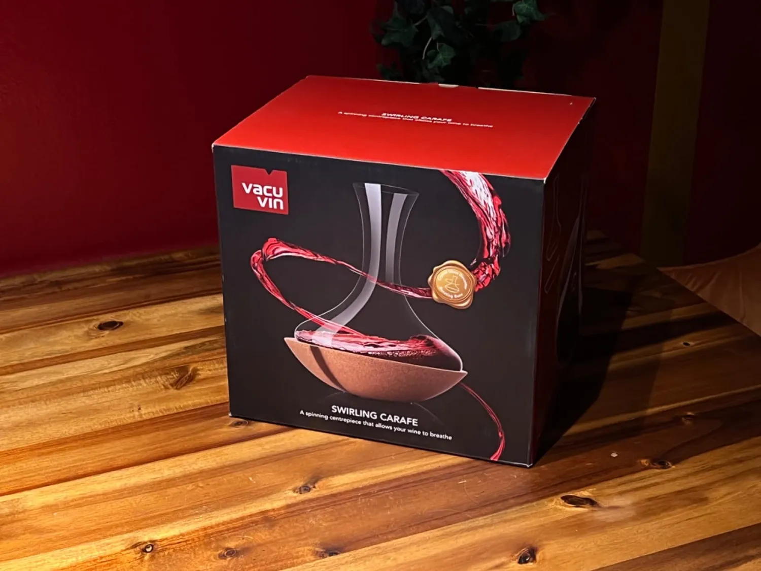 Vacuvin Decanter Vino Girevole Cristallo e Sughero