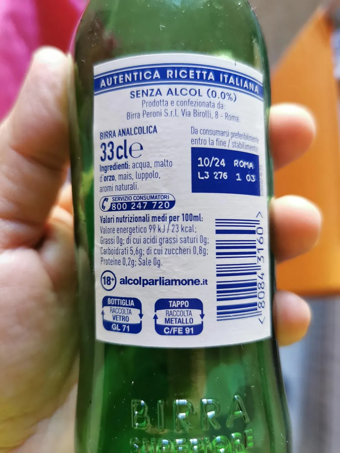 Peroni Nastro Azzurro 0.0 Birra Analcolica Secca