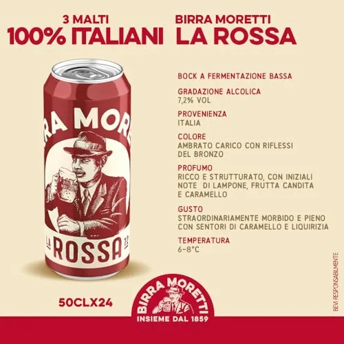 Birra Moretti La Rossa birra bock 24 lattine 50 cl 7,2% regalo