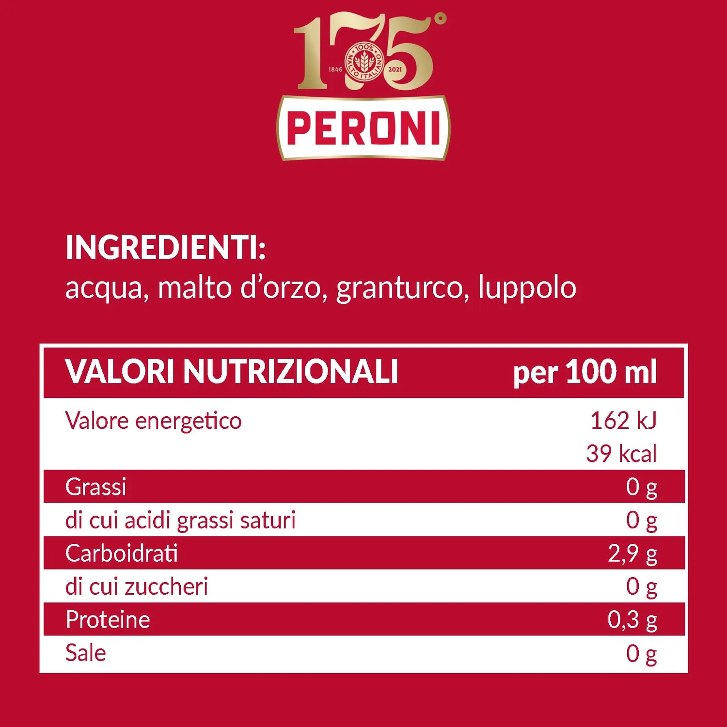 Peroni 175 Anniversario Birra Lager Malto Italiano