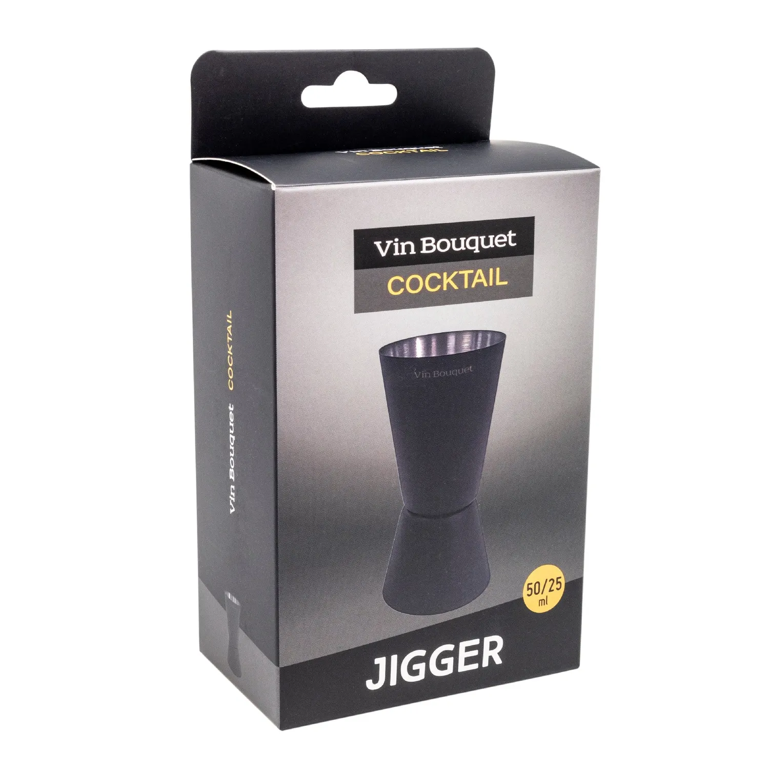 VinBouquet Jigger nero 50/25 ml in acciaio inox