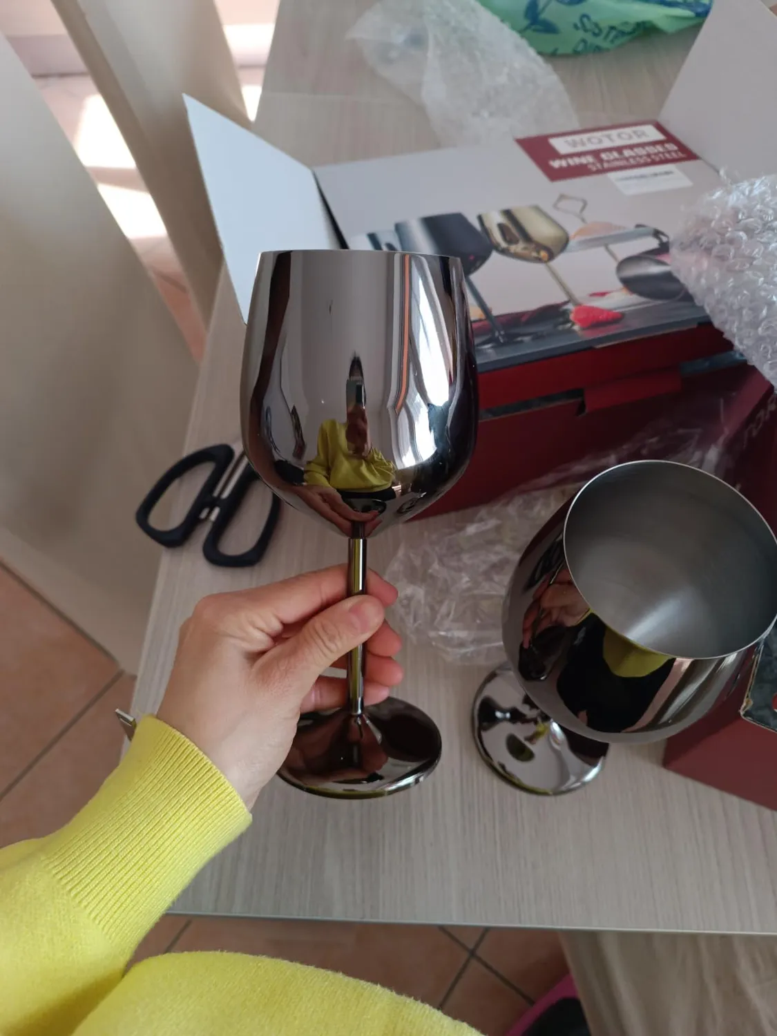 Wotor calici da vino acciaio inox 4x540ml infrangibili