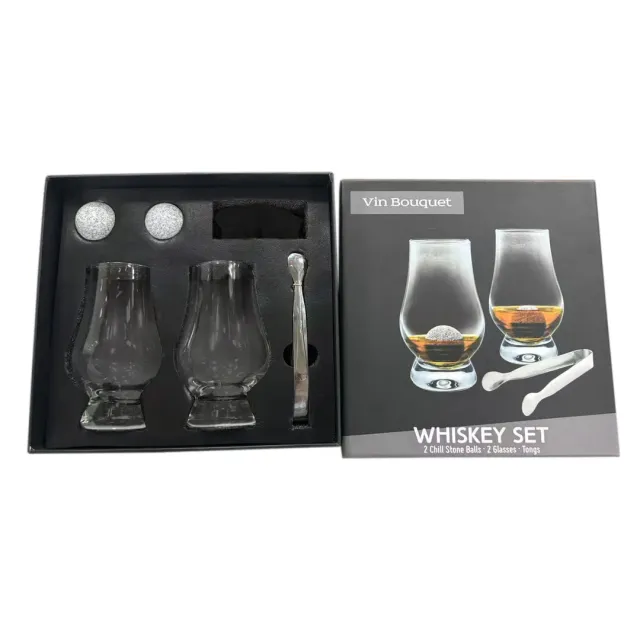 VinBouquet set 2 bicchieri da whisky con pietre refrigeranti e pinze