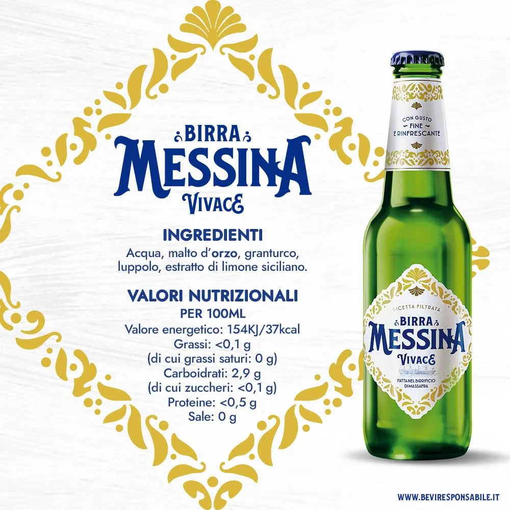 Messina Vivace birra lager 24 bottiglie 33cl agrumata 4,5%
