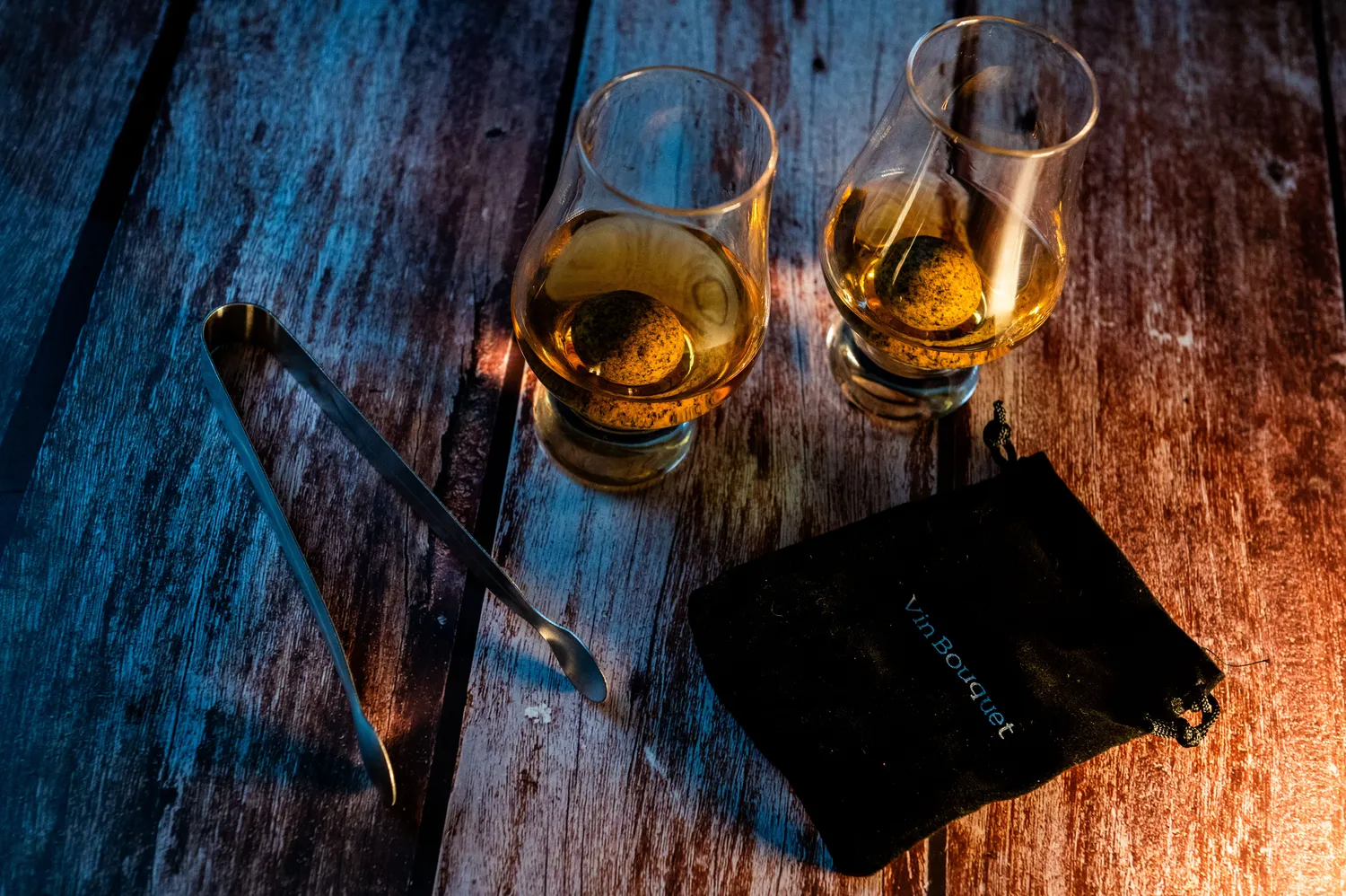 VinBouquet set 2 bicchieri da whisky con pietre refrigeranti e pinze