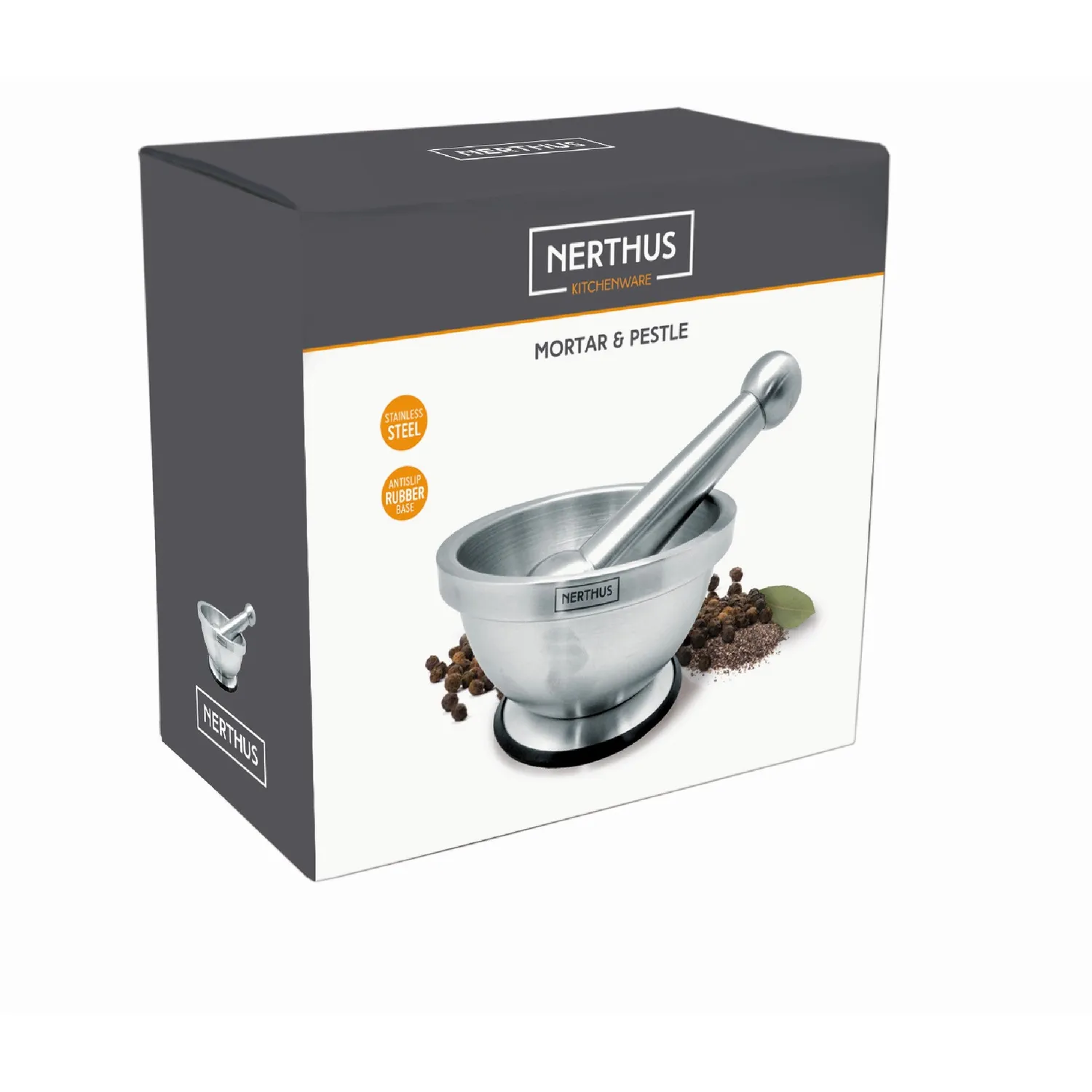 VinBouquet Mortaio Acciaio Inox antiscivolo spezie